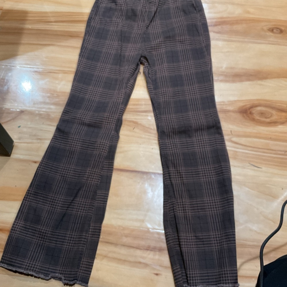 Tinseltown Brown Plaid Wide Leg Pants